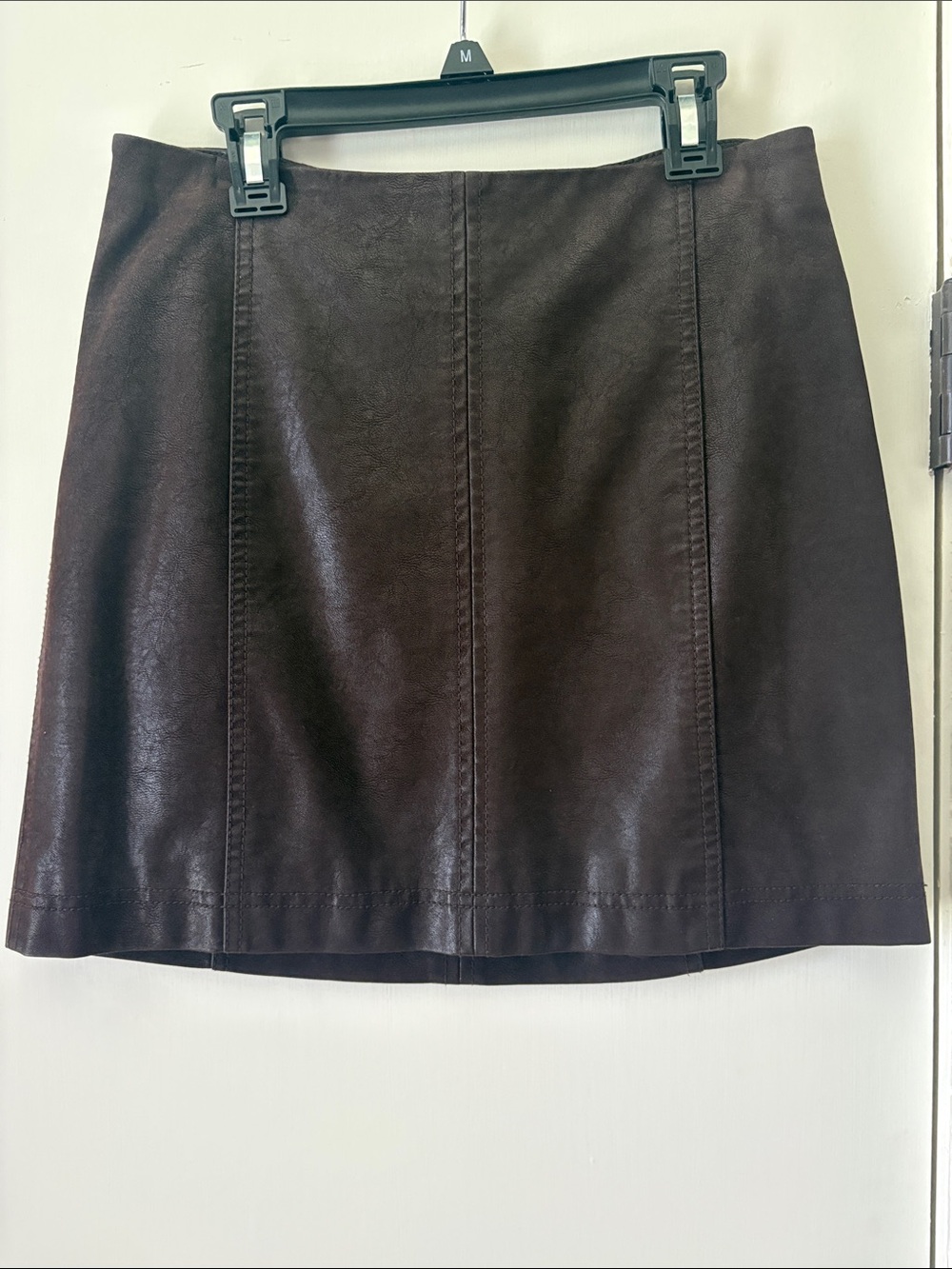 Classic Brown Leather-Look Mini Skirt